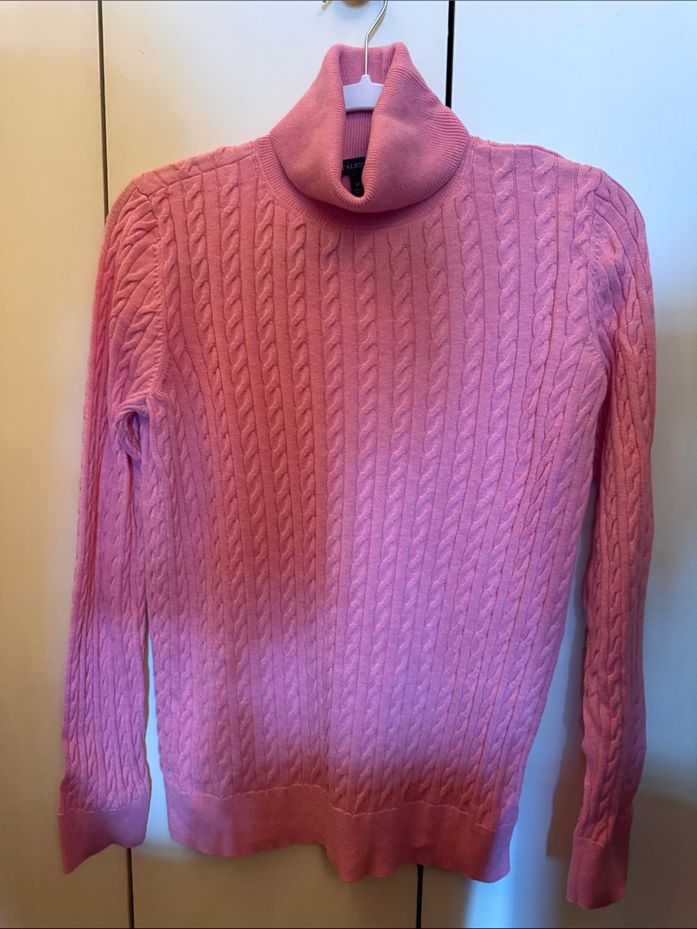 Talbots Pink Cable Knit Turtleneck Sweater